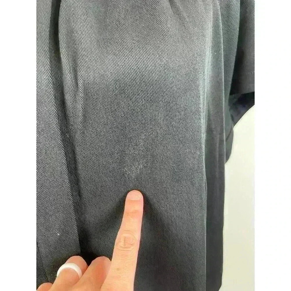 Zero + Maria Cornejo Black Womens 14 Blouse High Neck Ruffle Short Sleeve Button - Picture 3 of 13